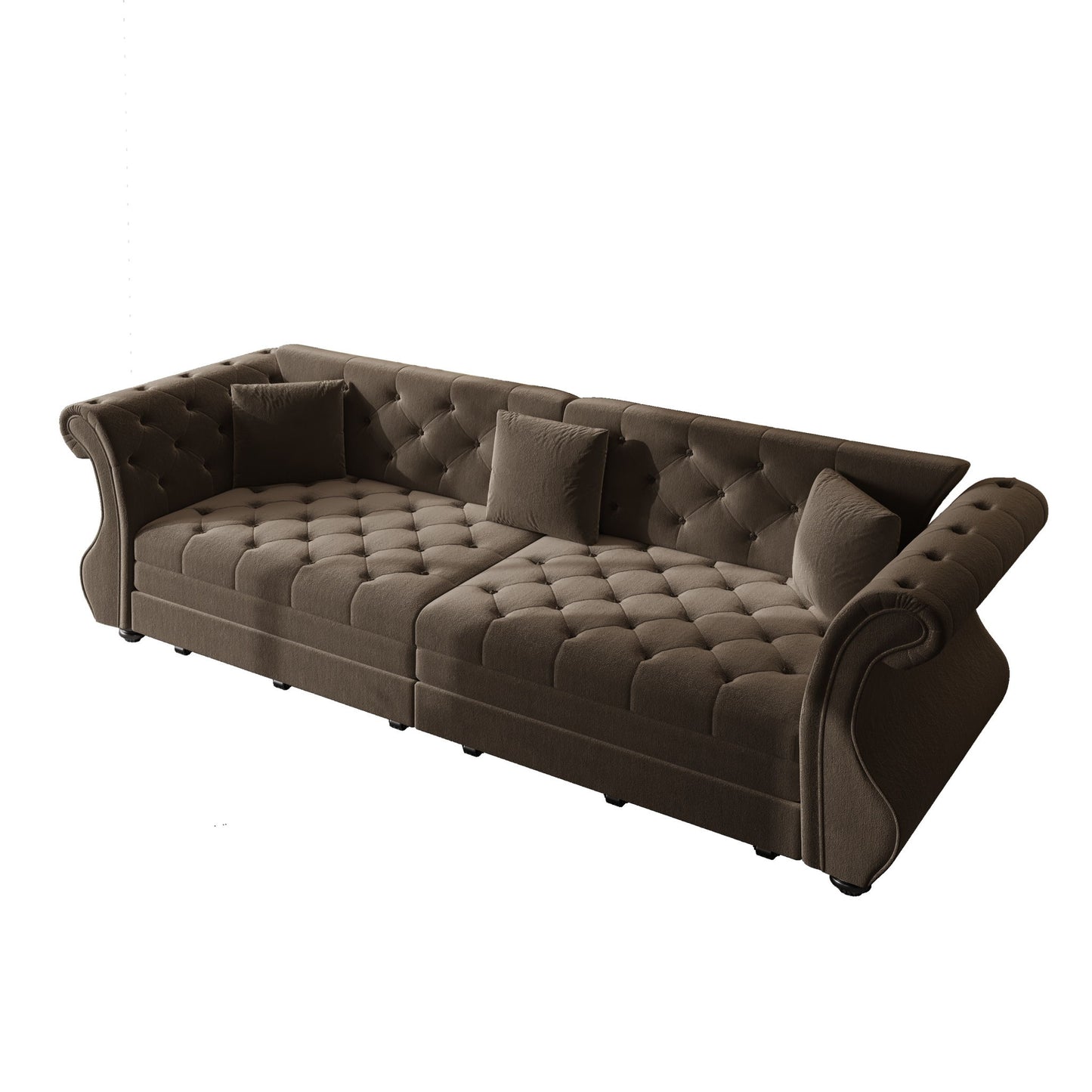 Oversized Chesterfield Pull Out Sofa Bed, Roll Arm Couch With Flower Tufting For Living Room Home Essentials
