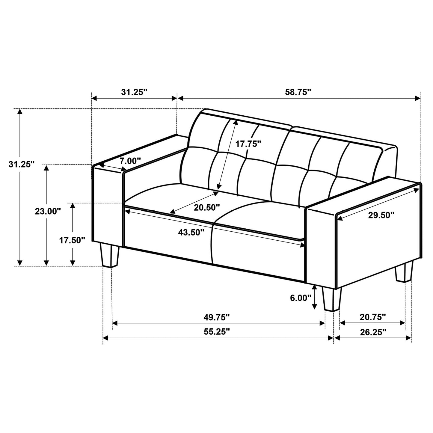 Xana - Track Arm Tufted Loveseat - Greige Furniture Max