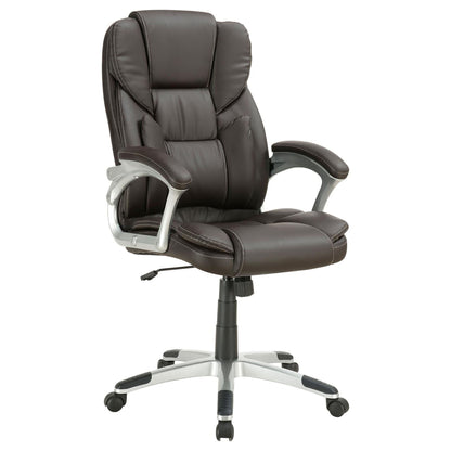 Swivel Office Chair With Armrests, Adjustable Height - Brown Furniture Max