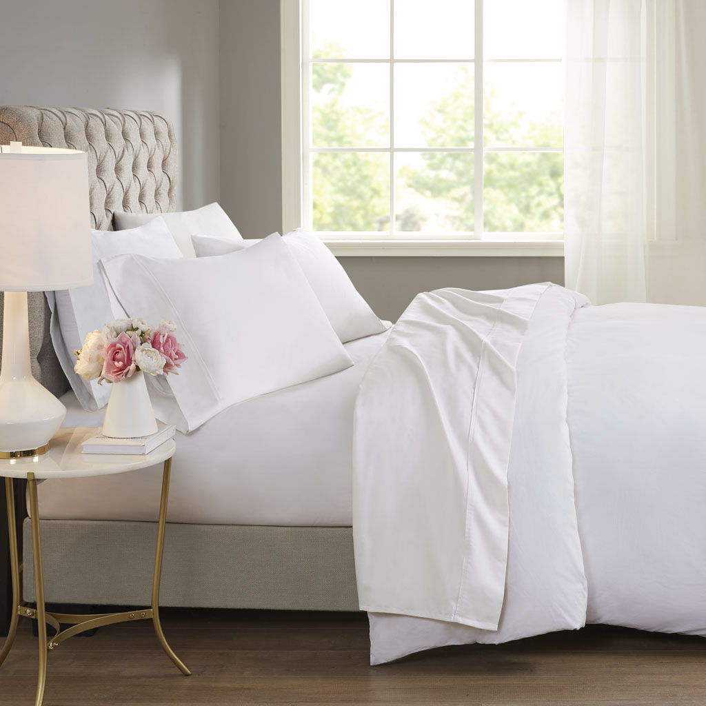 600 Thread Count - Cooling Cotton Blend 4 Piece Full Sheet Set - White