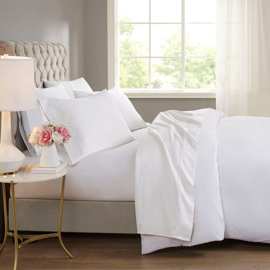 600 Thread Count - Cooling Cotton Blend 4 Piece Sheet Set - White Beautyrest