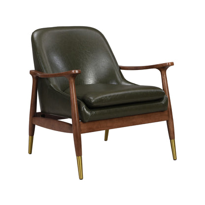 Mid - Century Accent Chair With Cushioned Seat, Brass Tipped Legs Noble House