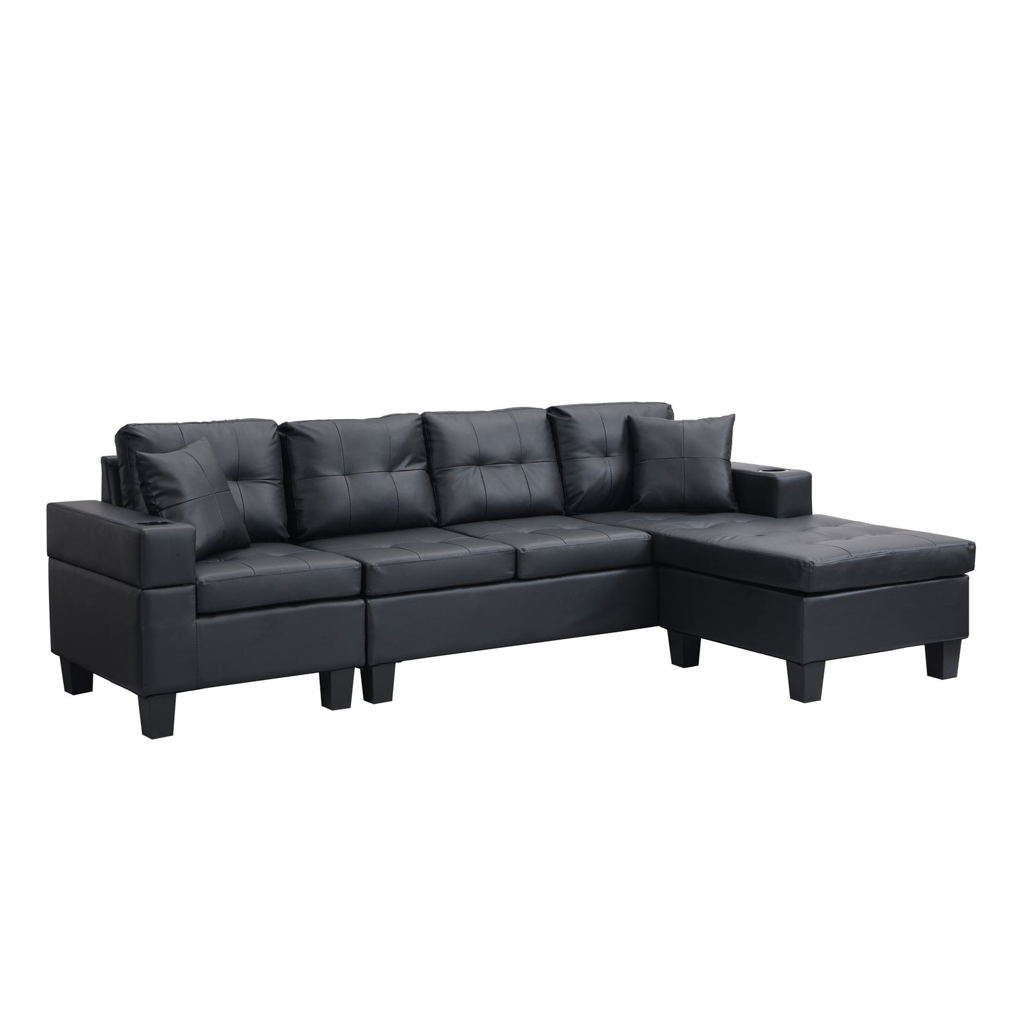 Modern Sectional Sofa Set With Chaise Lounge And Cup Holder Home Essentials