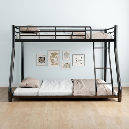 Bunk Bed Frame With Ladder And Guardrail, Heavy Duty Noise Free Design Metal Construction Home Essentials