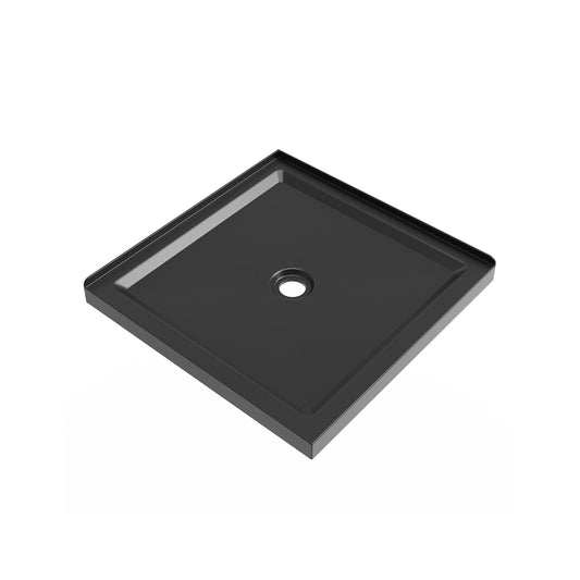 Shower Base, Anti Slip Center Drain Double Threshold - Black Daily Nest