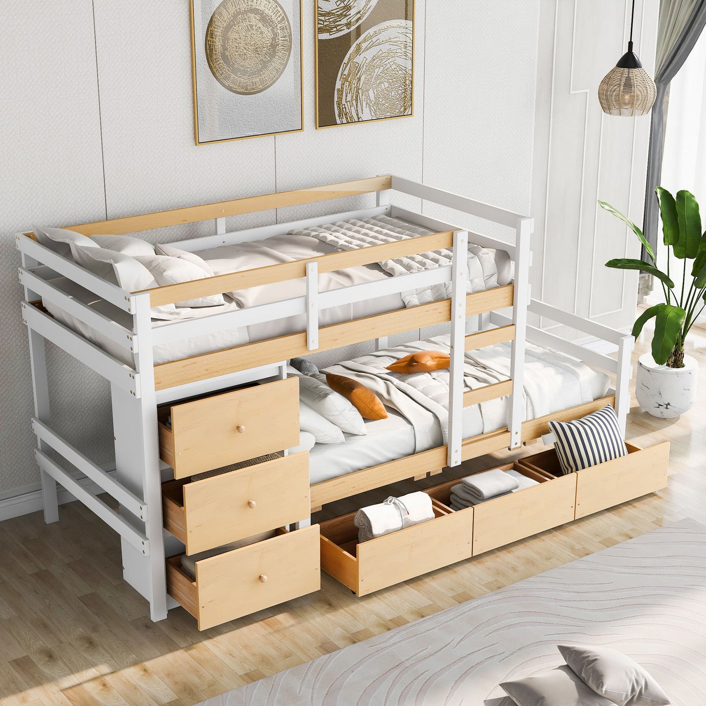 Loft Bunk Bed With Drawers And Ladder Hearth and Haven