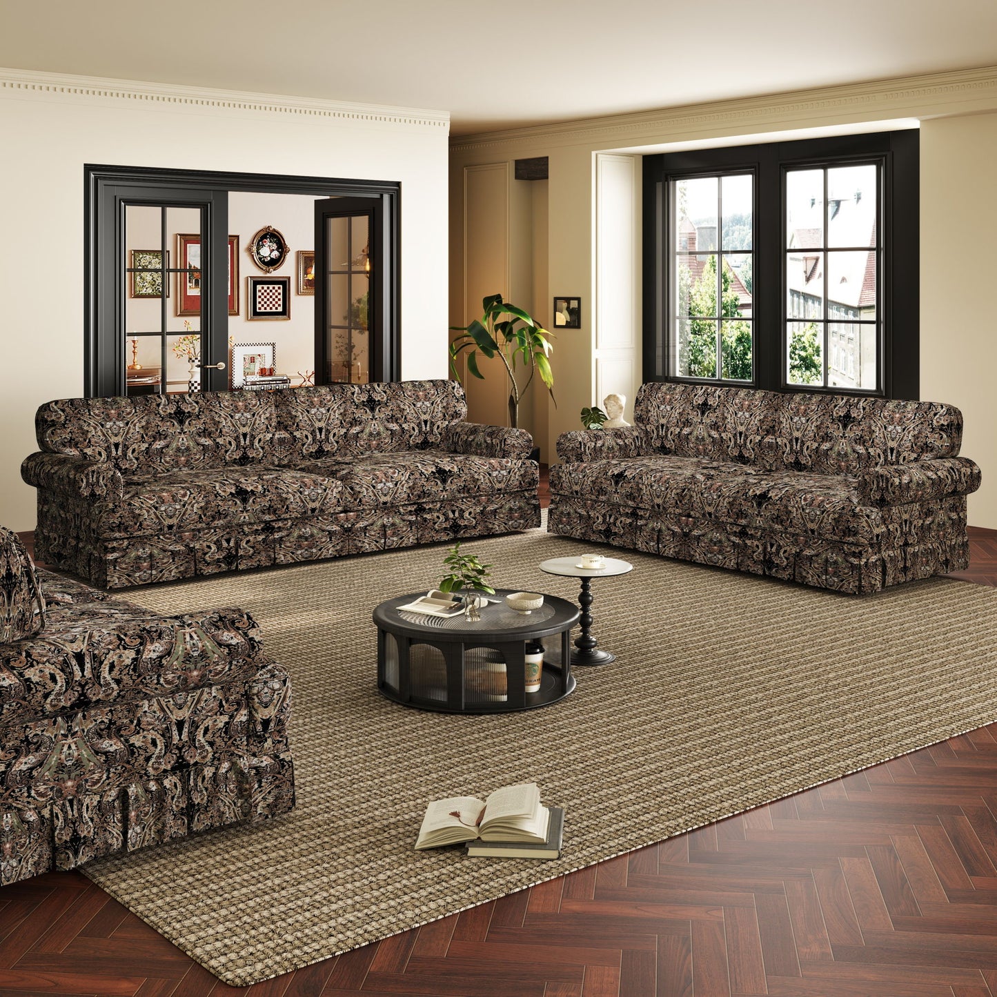 Luxuriously Comfortable Cloud Couch With Elegant Rolled Arms & Pleated Skirt Design Home Essentials