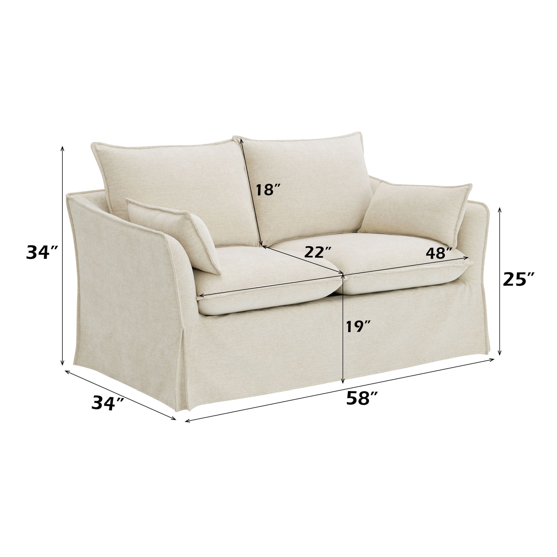 Shane - Loveseat With 2 Pillows - Beige Acme