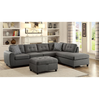 Balta - Button Tufted Sectional With Removable Cushion Upholstered Sofa - Gray Furniture Max
