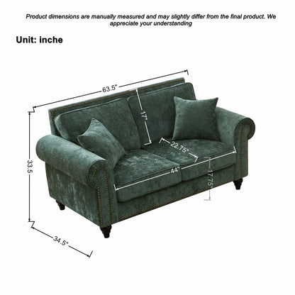 2 Seater Sofa With Rolled Arms, Tufted Upholstered Couch Home Essentials