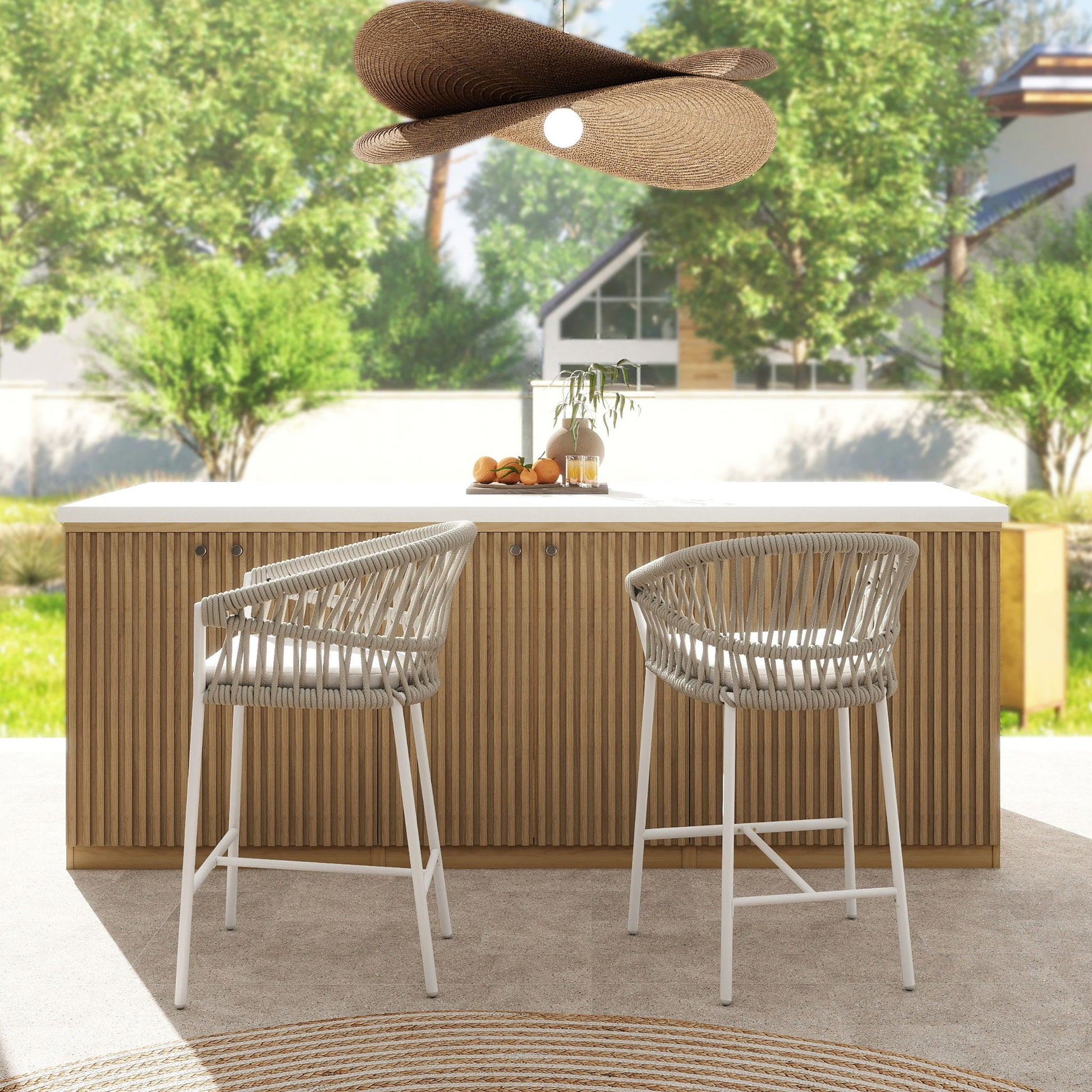Maiden - Patio Counter Stool Sunproof Olefin (Set of 2) Jennifer Taylor Home