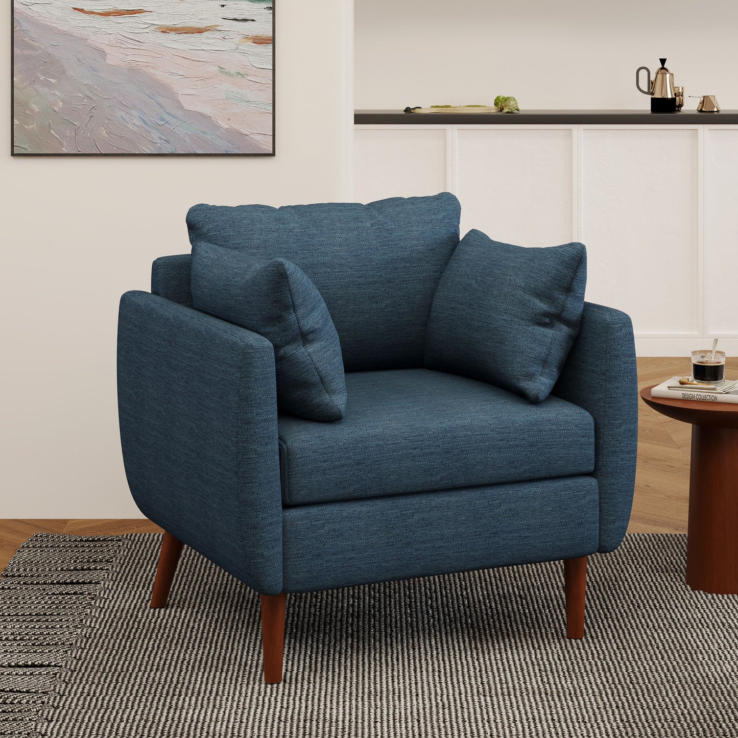 Luminate - Upholstered Fabric Club Chair With Tapered Legs And 2 Accent Pillows Noble House