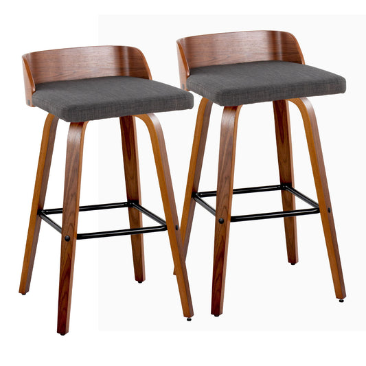 Maya - Mid Century Modern Fixed Height Barstool With Swivel And Square Footrest (Set of 2) Lumi Source