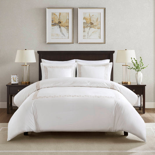 Nile - 3 Piece Full/Queen Sateen With Embroidery Duvet Set - Multi Harbor House Blue