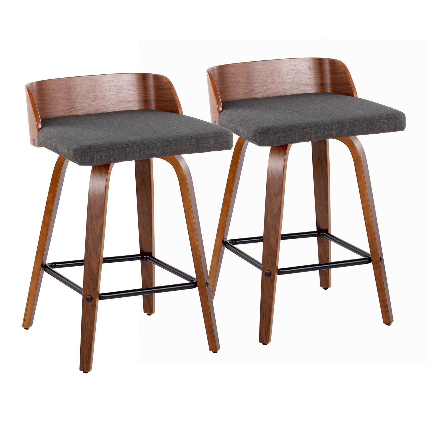Maya - Mid Century Modern Fixed Height Counter Stool With Swivel And Square Footrest (Set of 2) Lumi Source