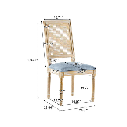 French Country Dining Chair With Rectangular Cane Backrest And Smooth Upholstered Seating Noble House