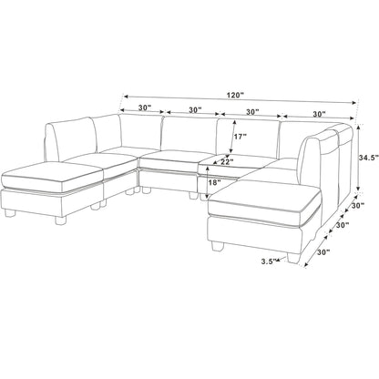 Modular Sectional, Customizable Layout, Removable Cushions - Brown Home Essentials