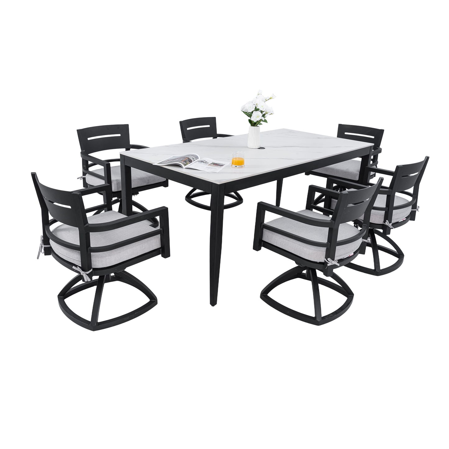 Modern Outdoor Patio Dining Set With Table And Chairs With Sunbrella Cushions Life Outside