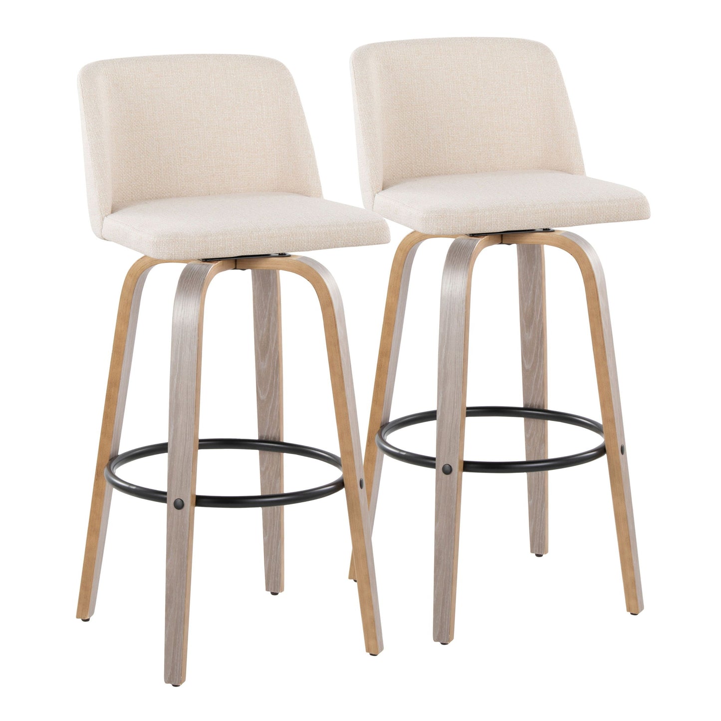 Toriano - Contemporary Fixed Height Barstool With Swivel With Round Footrest Comfort And Style (Set of 2) Lumi Source
