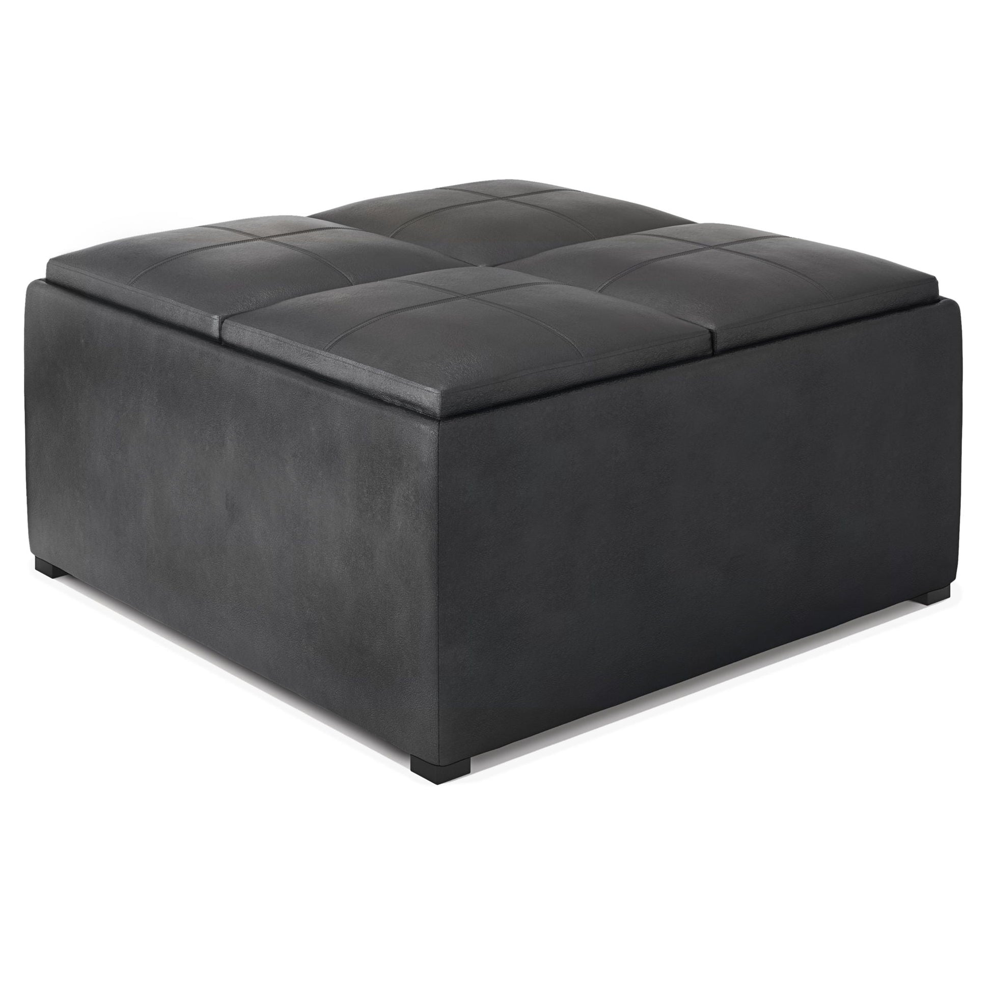 Avalon - Upholstered Square Coffee Table Storage Ottoman Simpli-Home
