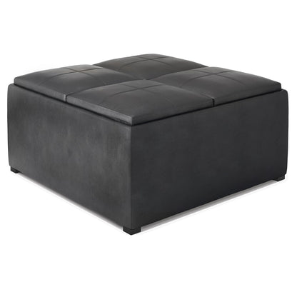 Avalon - Upholstered Square Coffee Table Storage Ottoman Simpli-Home