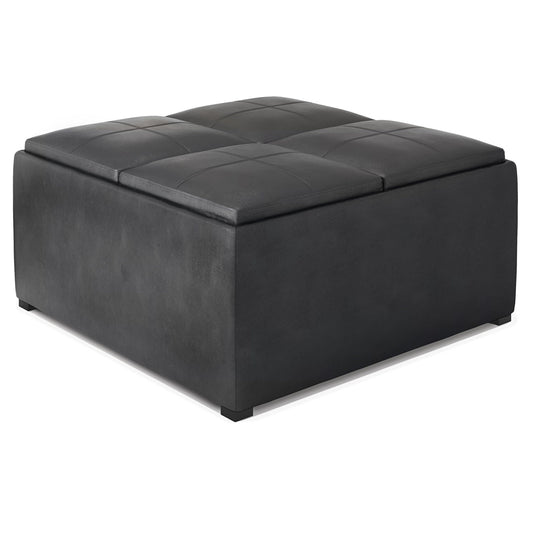 Avalon - Upholstered Square Coffee Table Storage Ottoman Simpli-Home