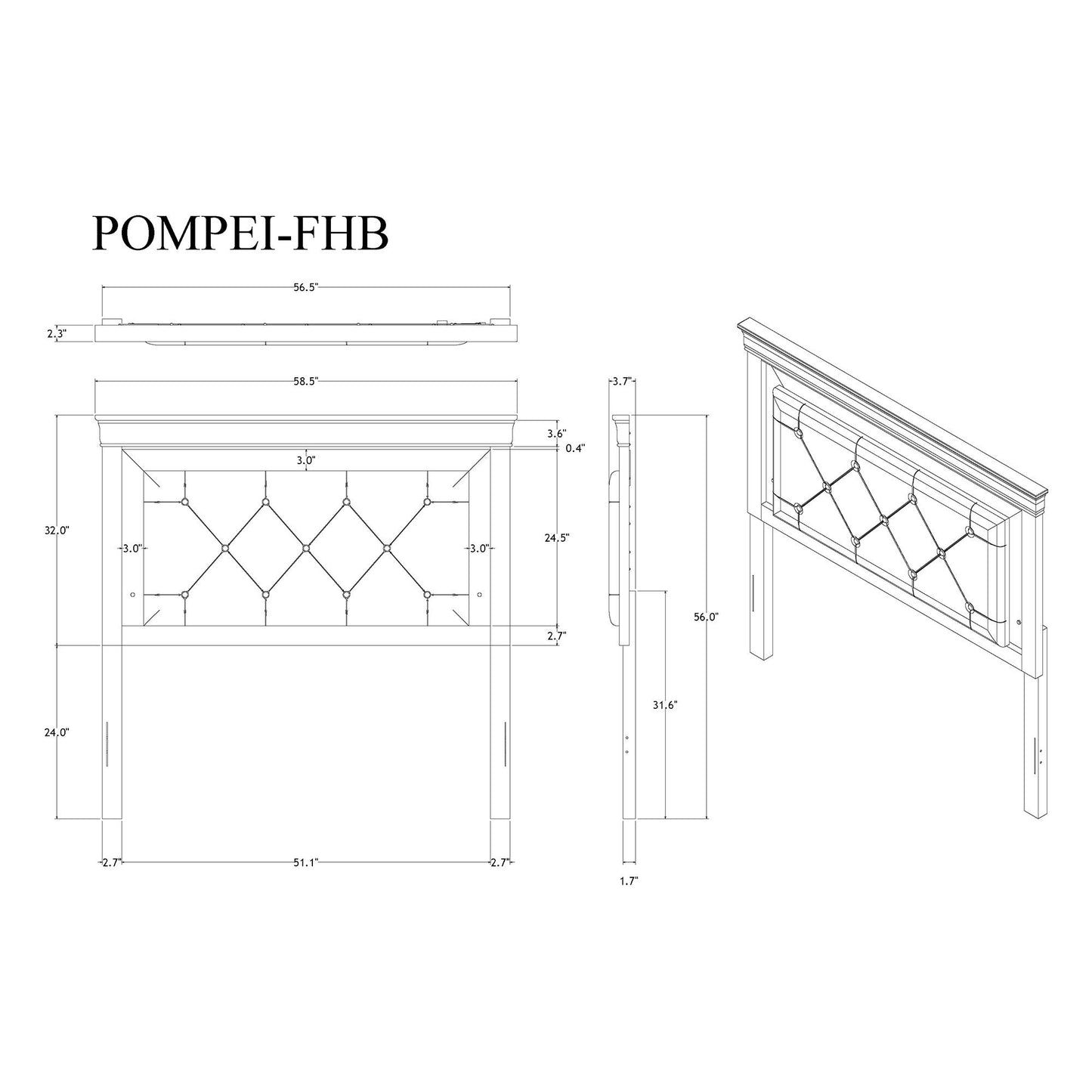 Shaker - Bed With LED Lighting And Crystal Inspired Tufted Headboard Global Furniture USA