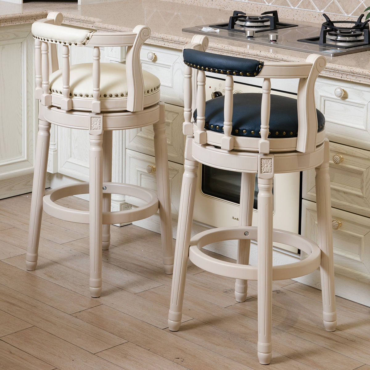 Leather Wooden Bar Stool Home Essentials