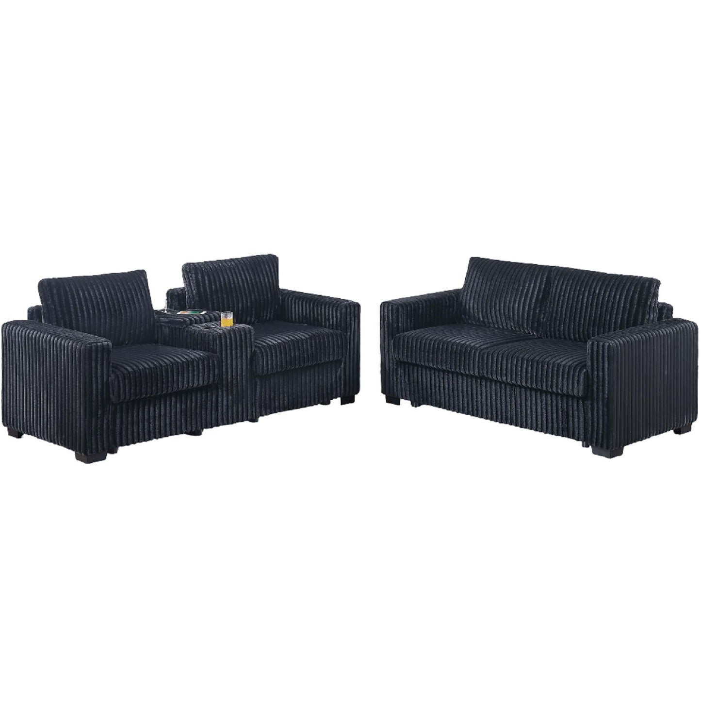 Modern Style 2 Piece Sofa Set With Cup Holders & Charging Port Home Essentials
