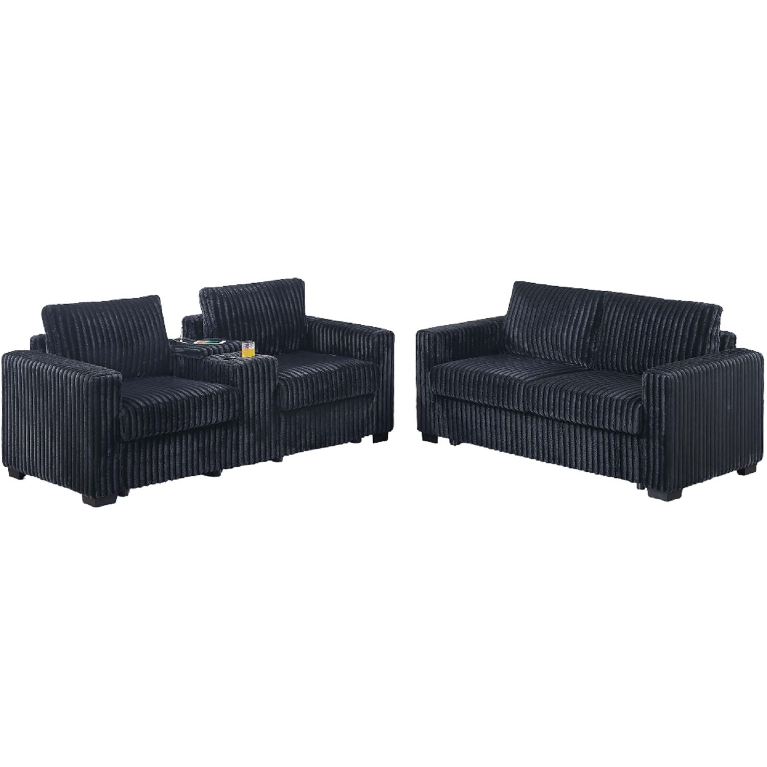 Modern Style 2 Piece Sofa Set With Cup Holders & Charging Port Home Essentials
