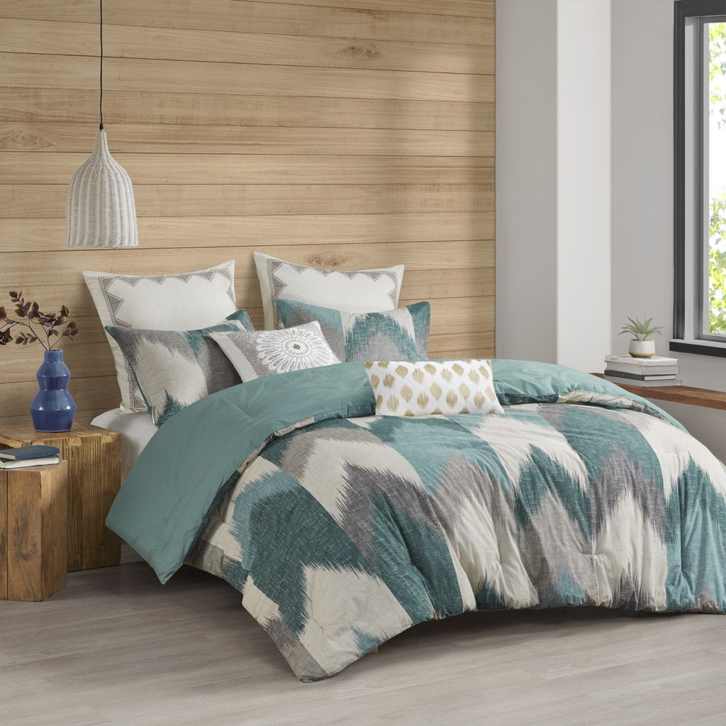 Alpine - 3 Piece Comforter Mini Set - Aqua INK+IVY