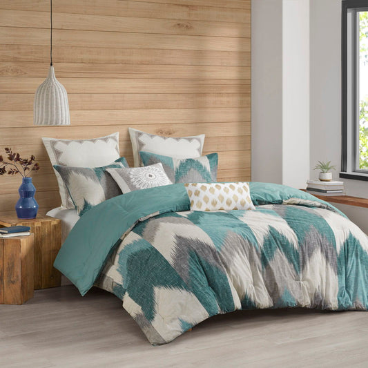 Alpine - King 3 Piece Comforter Mini Set - Aqua INK+IVY