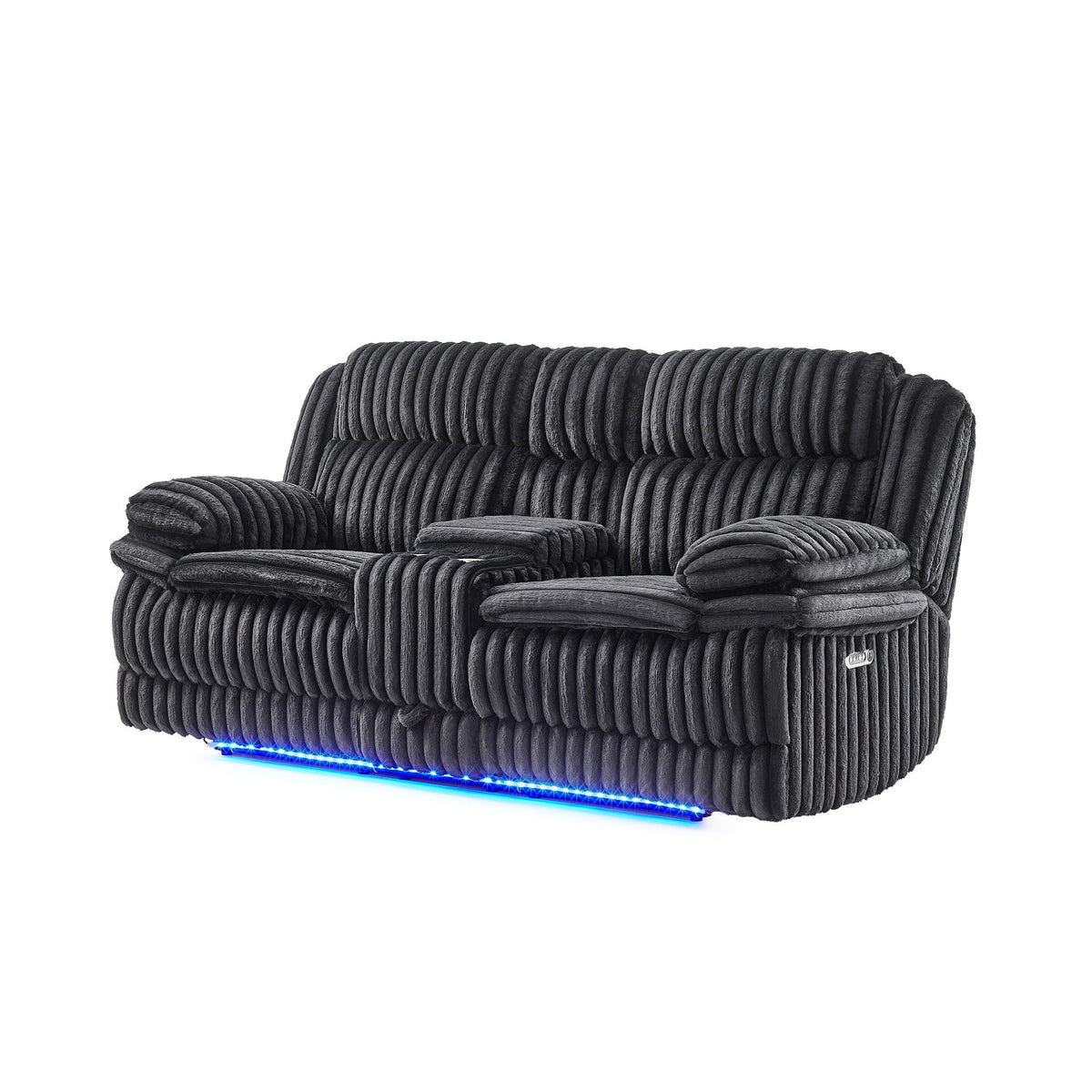 Winston - Power Console Recliner Loveseat With LED And Hidden Drawer - Black Global Furniture USA