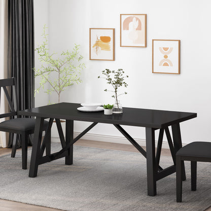 Farmhouse Style Dining Table With Wood Like Top Noble House