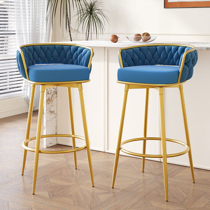 Modern Low Back Upholstered Counter Height Bar Stools (Set of 2) Noble House
