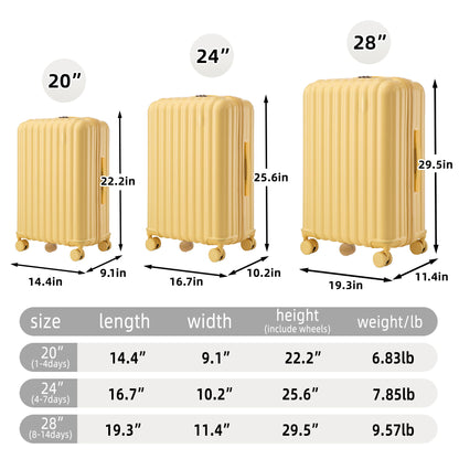 20" / 24" / 28" 3 Pieces / Set Spinner Wheel Luggage, Carry On Suitcase, With Cup Holder & USB Port & Phone Holder Daily Nest