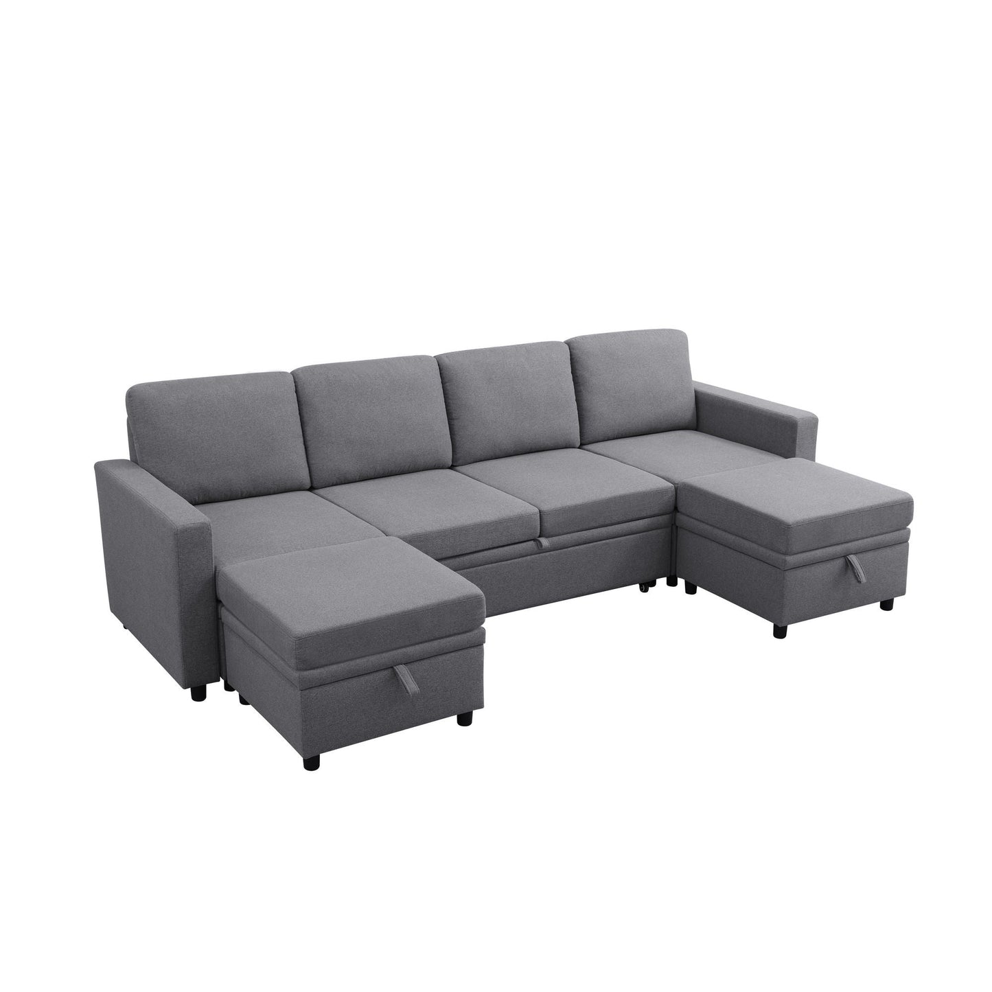 Extra Wide U - Shape Convertible Sleeper Sofa Bed With Dual Storage Ottoman Home Essentials