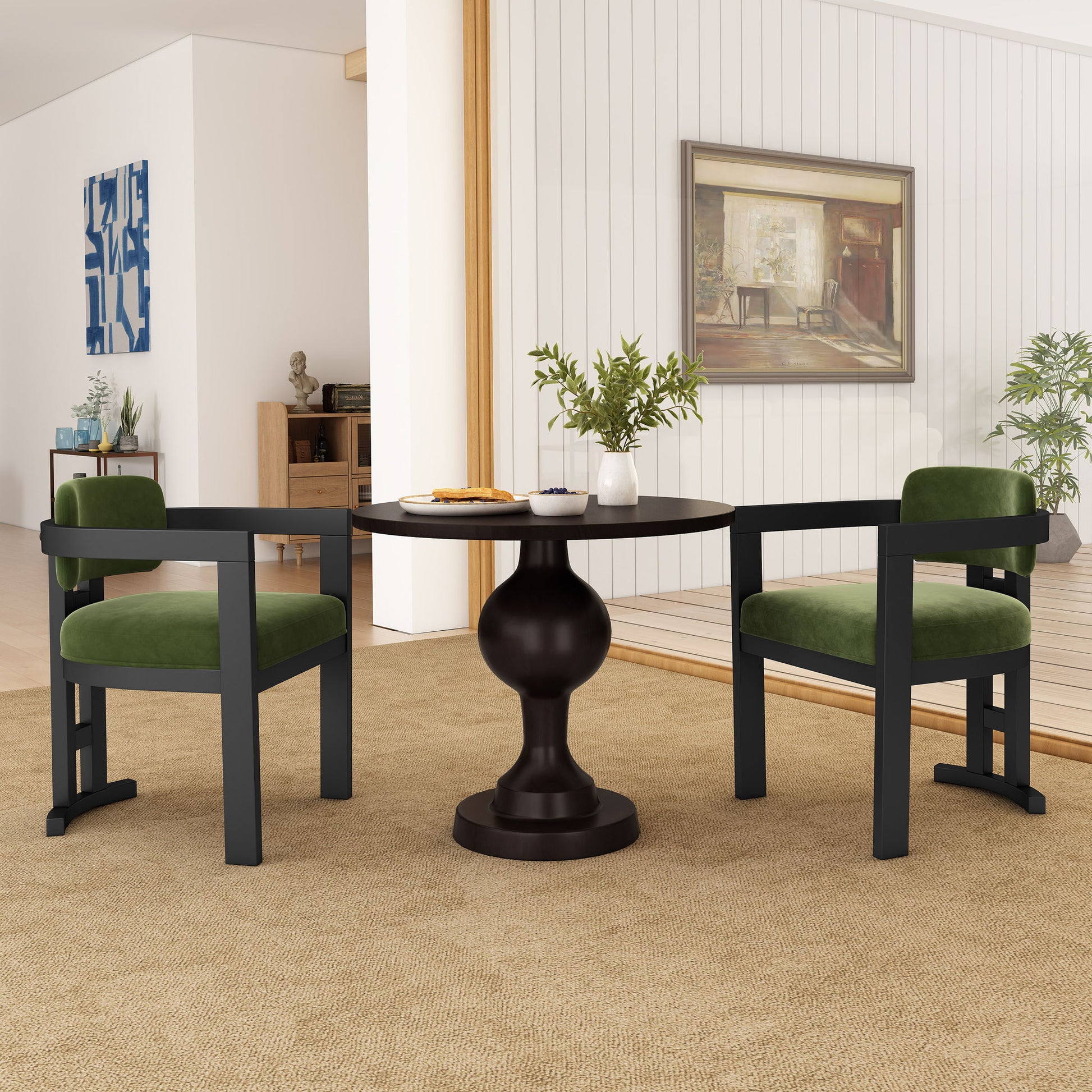 Stylish Indoor Upholstered Wood Dining Chair (Set of 2) Noble House