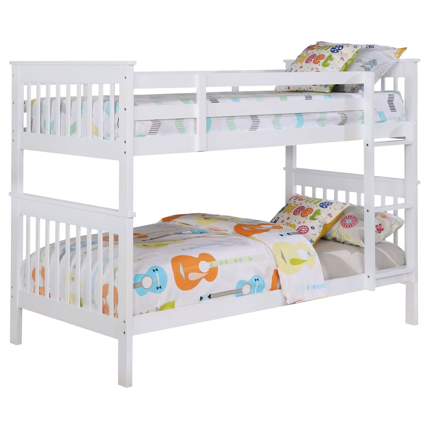 Madison - Twin Over Twin Bunk Bed With Slatted Design - White Furniture Max