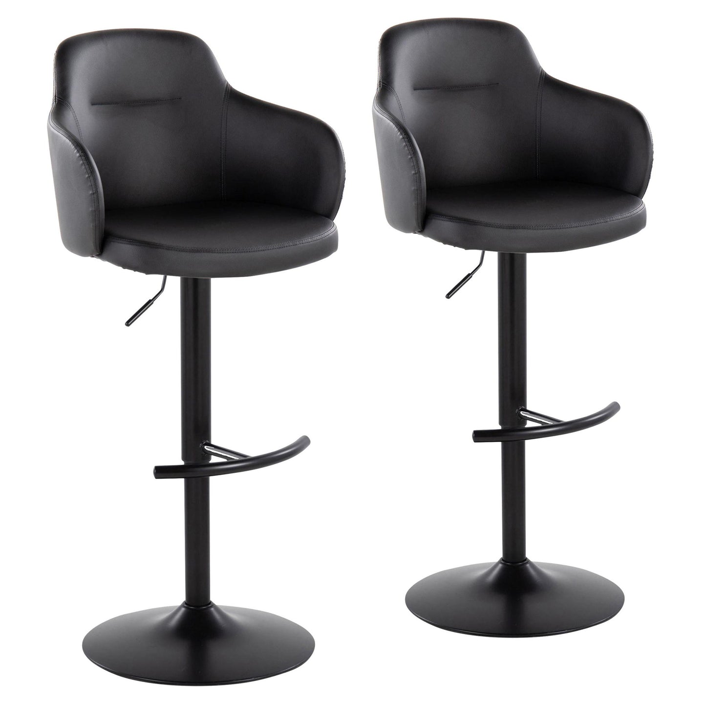 Boyne - Contemporary Adjustable Barstool With Swivel With Rounded T Footrest (Set of 2) Lumi Source