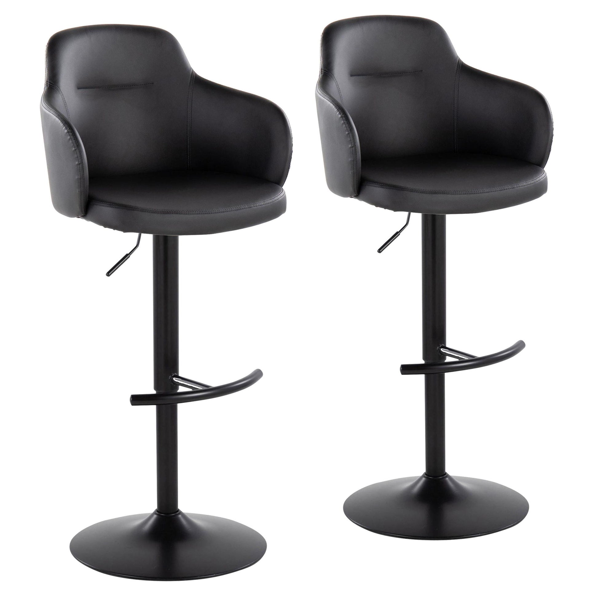 Boyne - Contemporary Adjustable Barstool With Swivel With Rounded T Footrest (Set of 2) Lumi Source