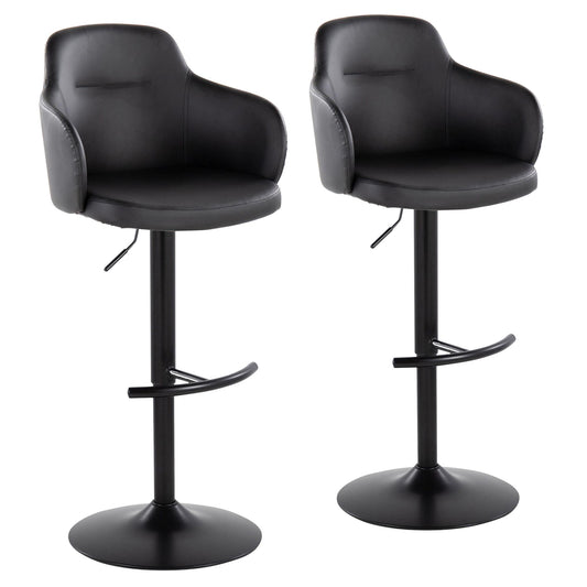 Boyne - Contemporary Adjustable Barstool With Swivel With Rounded T Footrest (Set of 2) Lumi Source