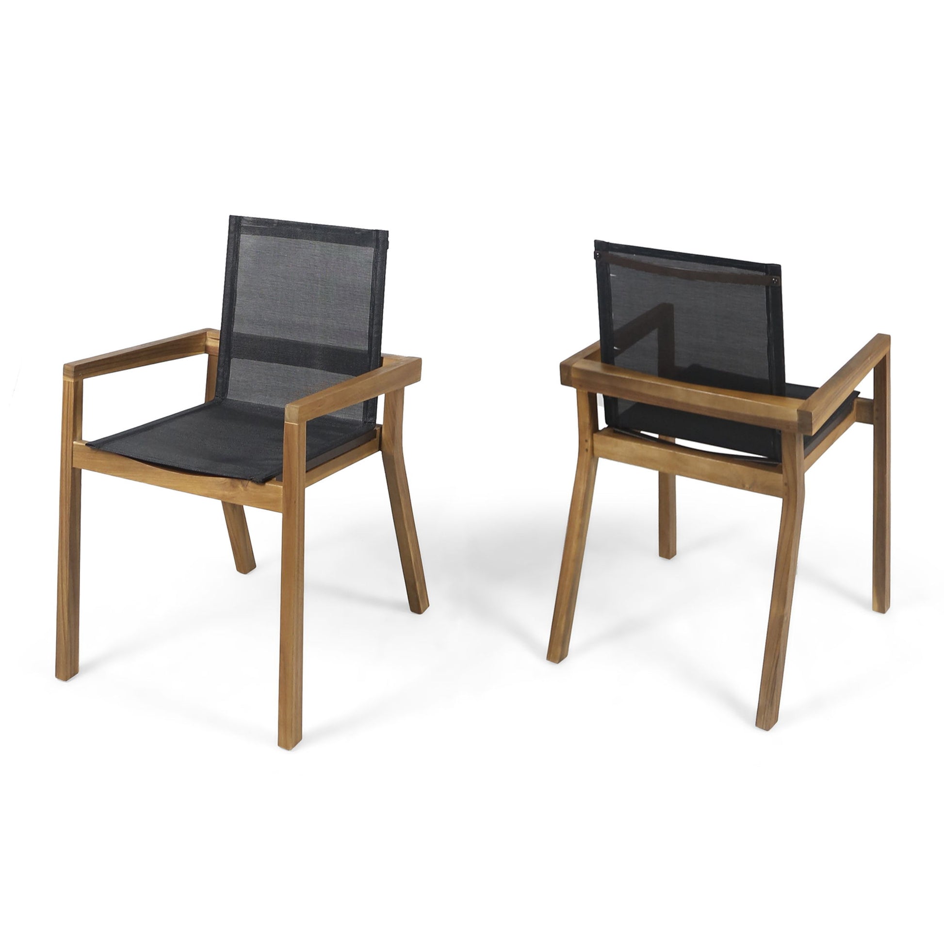 Belfast - Dining Chair With Acacia Wood Frame And Mesh Seating (Set of 2) Noble House