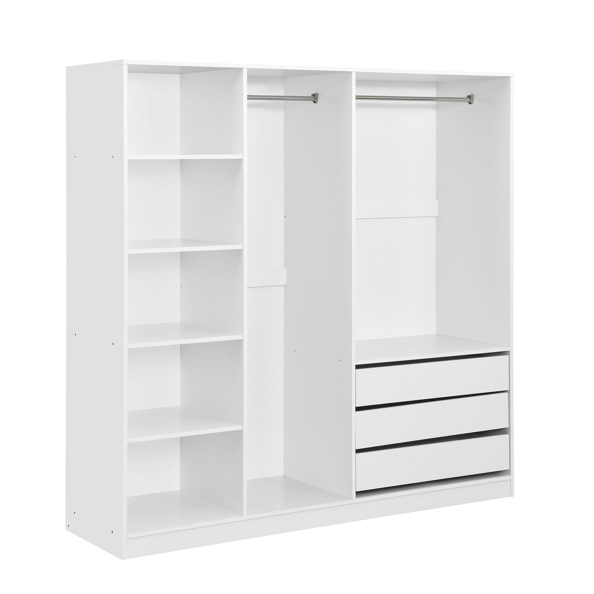 Doorless Storage Wardrobe For Dedroom With Shelves And 3 Drawers Timeless Haven