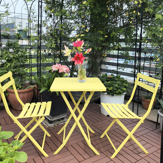 3 Piece Patio Bistro Set Of Foldable Square Table And Chairs Home Essentials