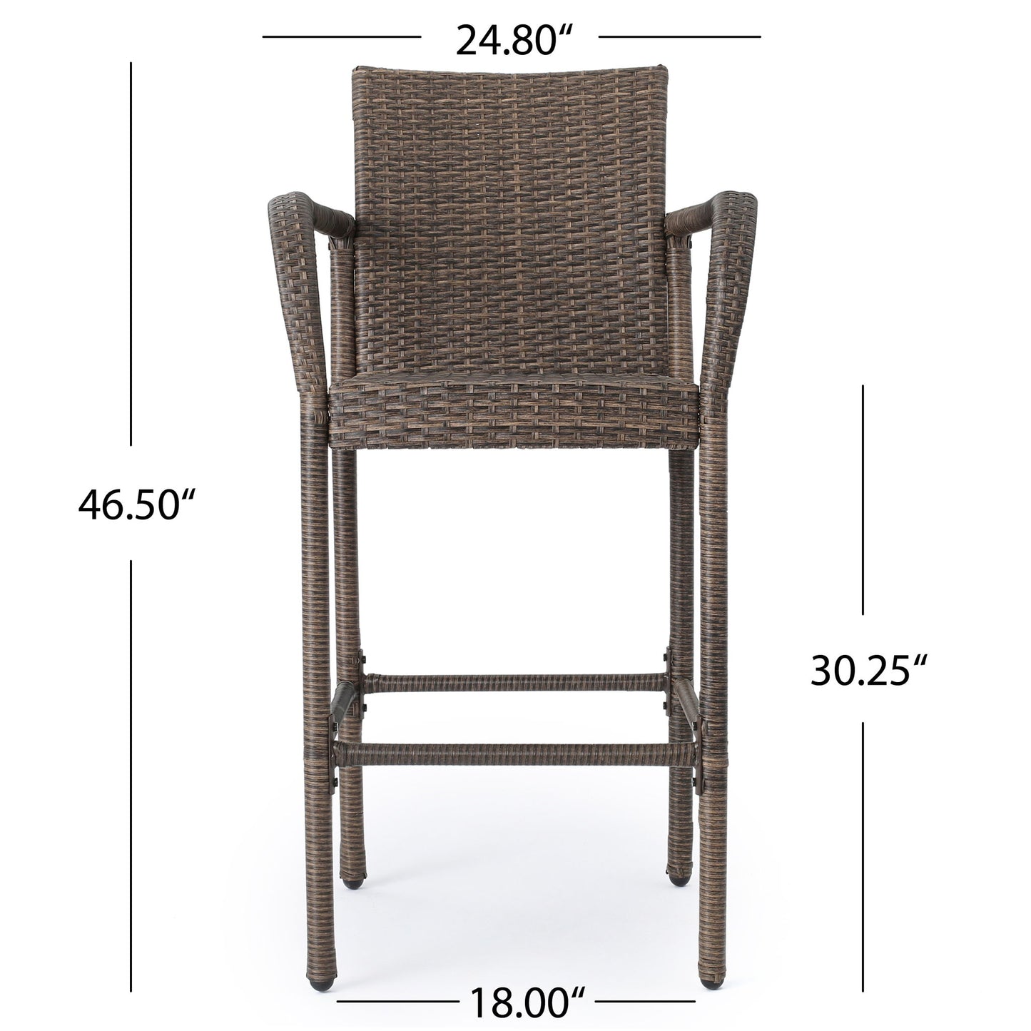 Outdoor Wicker Barstools With Rattan And Iron Frame Noble House