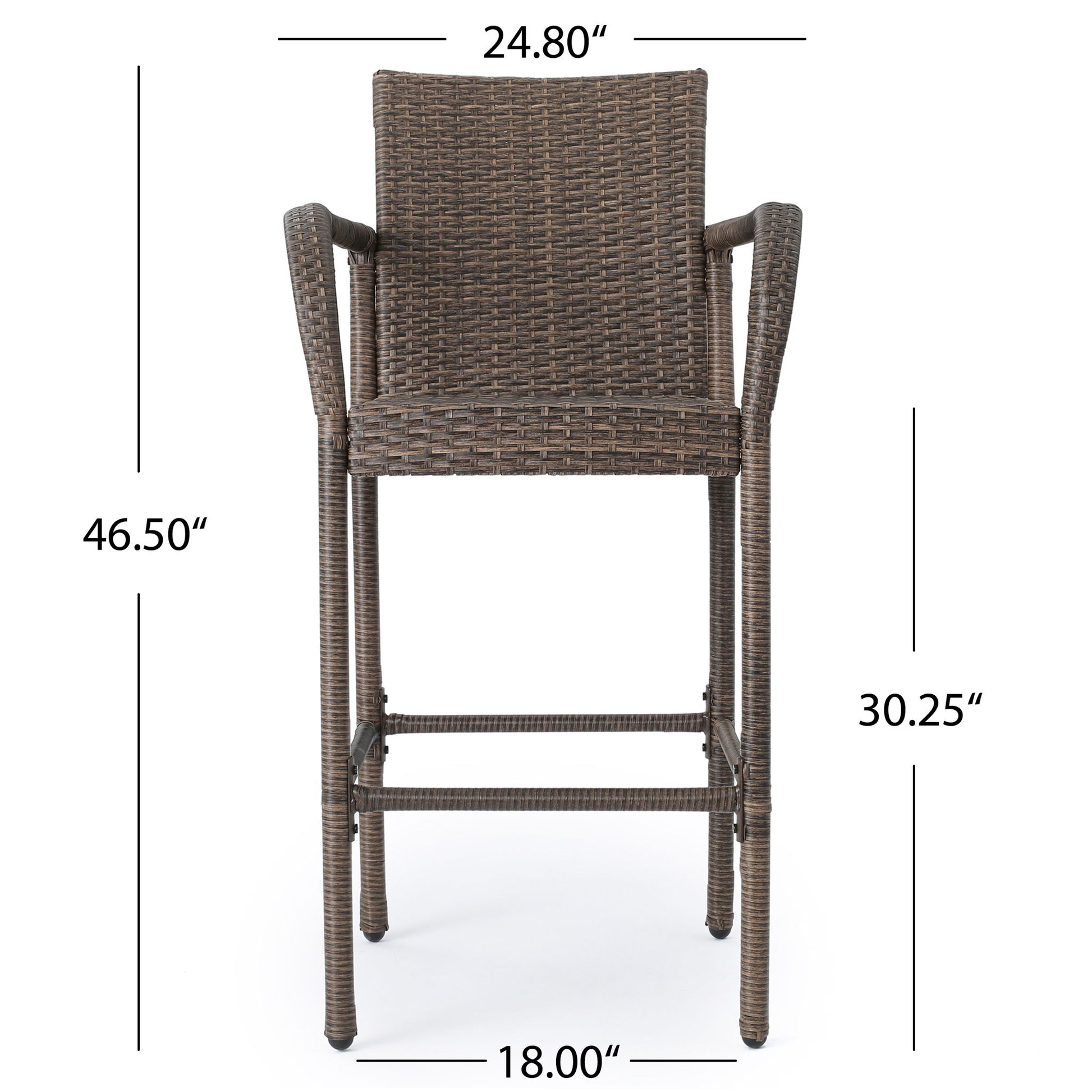 Outdoor Wicker Barstools With Rattan And Iron Frame Noble House