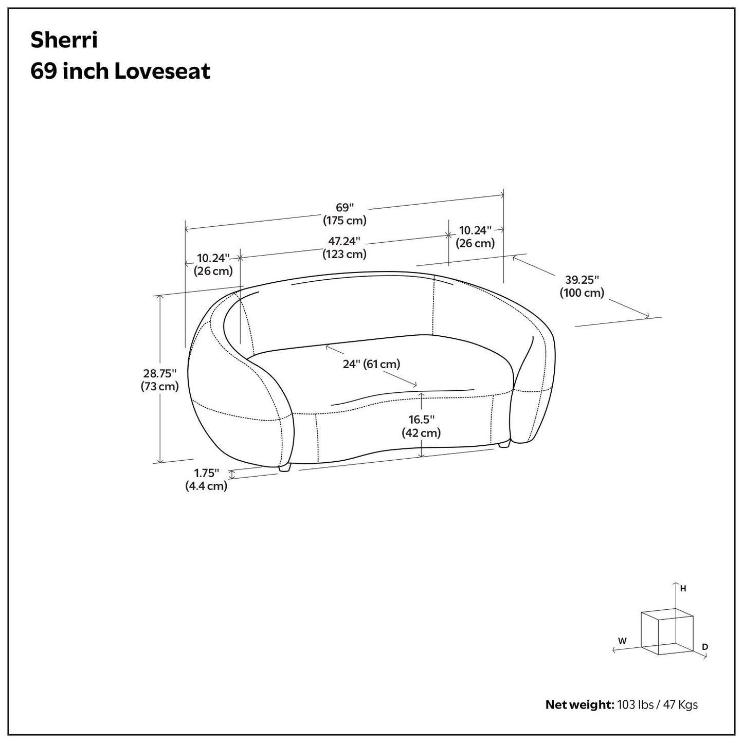 Sherri - Loveseat Simpli-Home