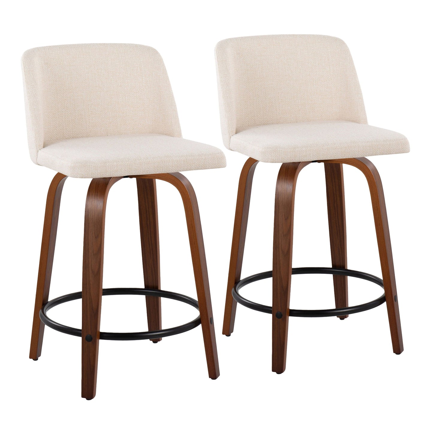 Toriano - Mid Century Modern, Fixed Height Counter Stool & Swivel And Round Footrest (Set of 2) Lumi Source