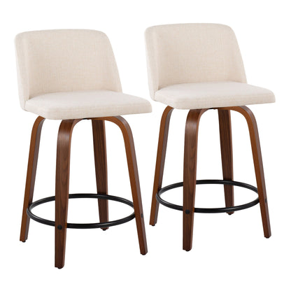 Toriano - Mid Century Modern, Fixed Height Counter Stool & Swivel And Round Footrest (Set of 2) Lumi Source